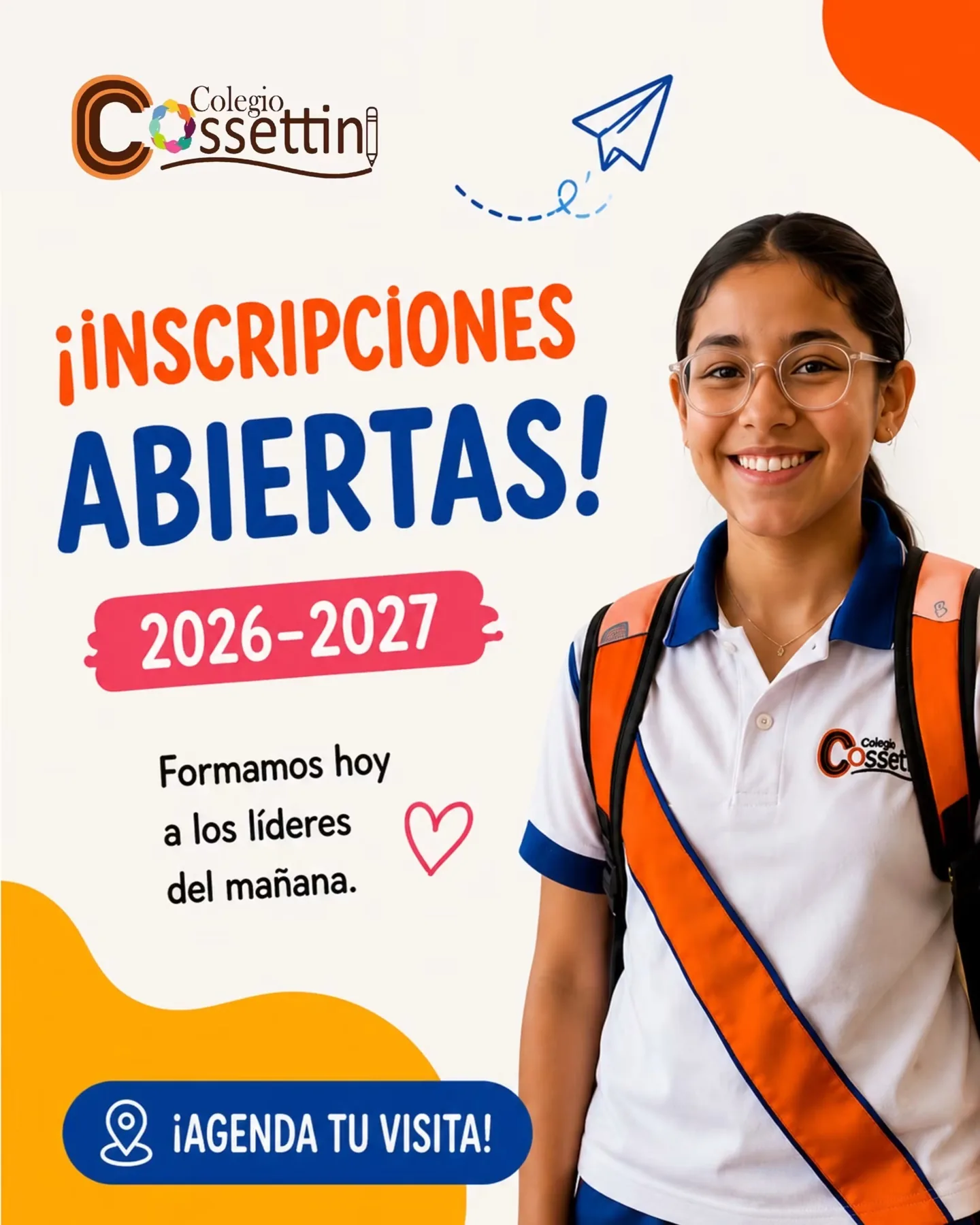 Estudiante del Colegio Cossettini en campaña de inscripciones